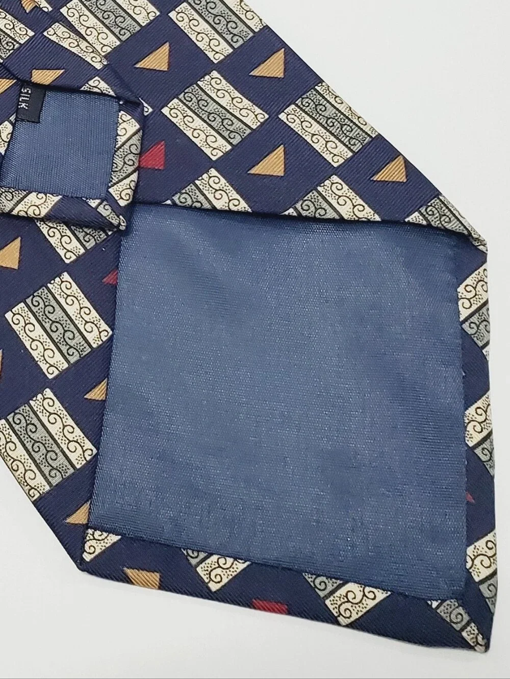 Preswick & Moore Men's Silk Neck Tie Blue Geometric Pattern 58x3.75